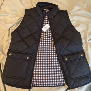 Black Quilted Vest with Checkered Lining